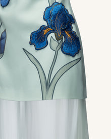 Iris Embroidered Strapless Sheer Overlay Maxi Dress - Sage Green