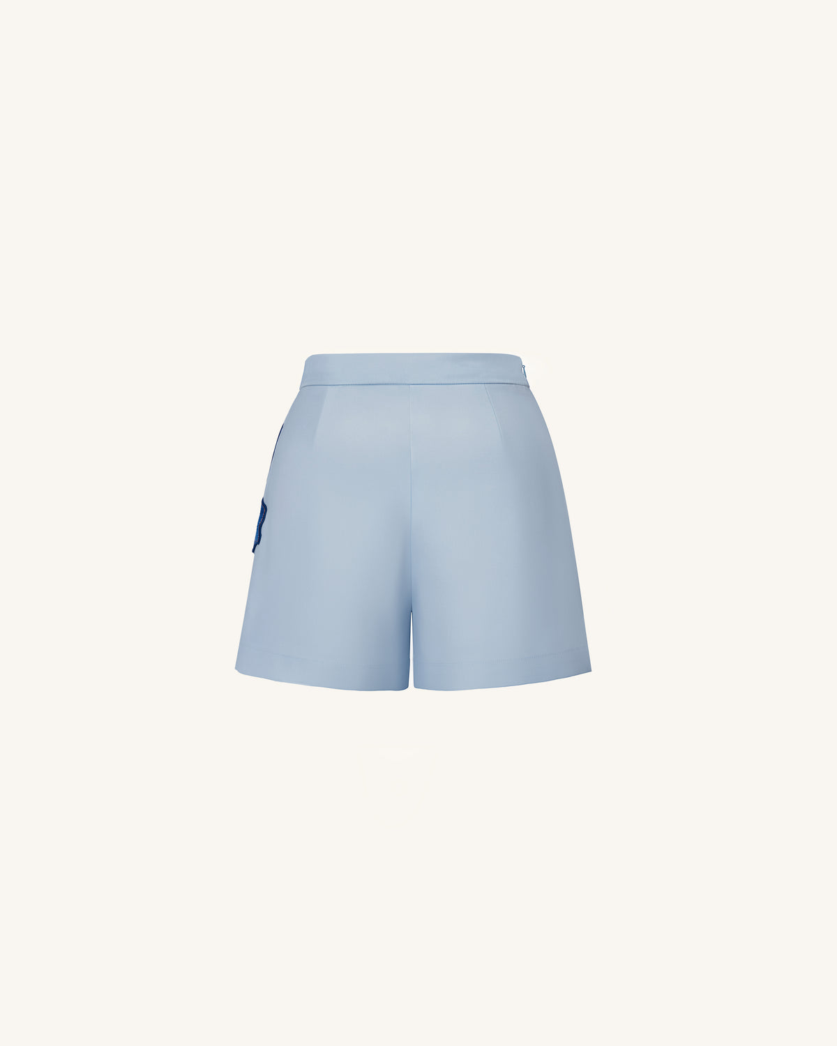 Iris Embroidered Tailored Shorts - Light Blue