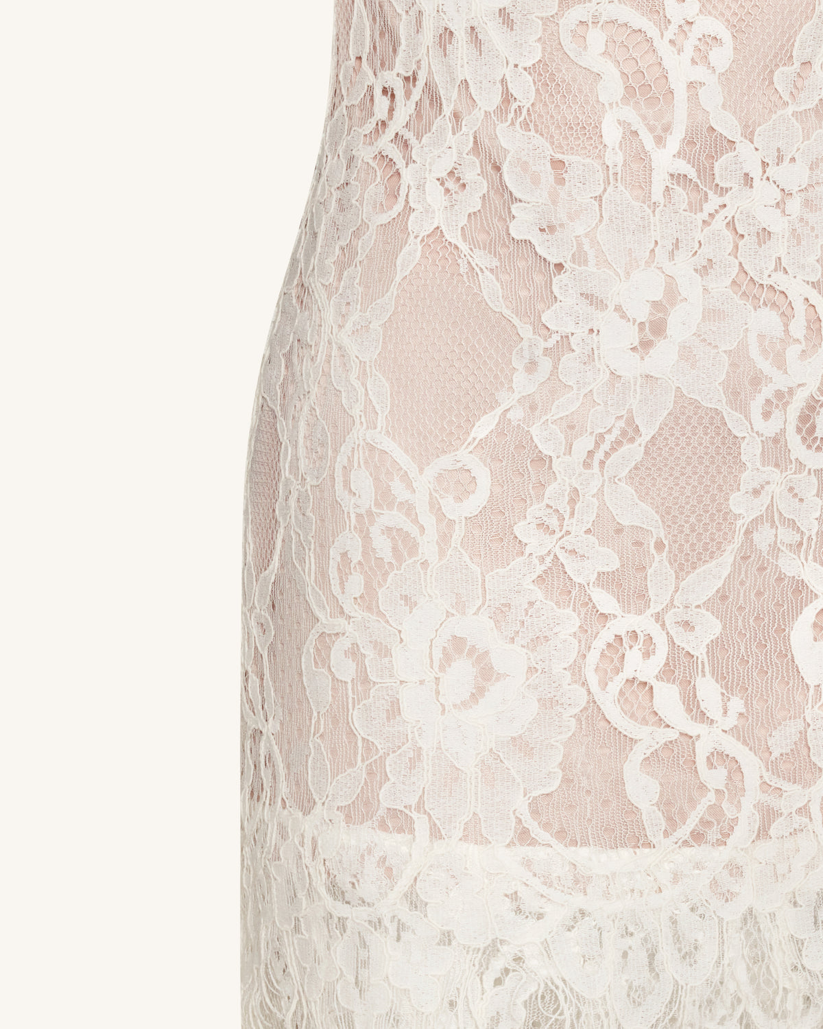 Jeweled Lace Halter Dress - White