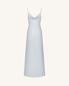 Iris Motif Satin Slip Gown - Light Blue
