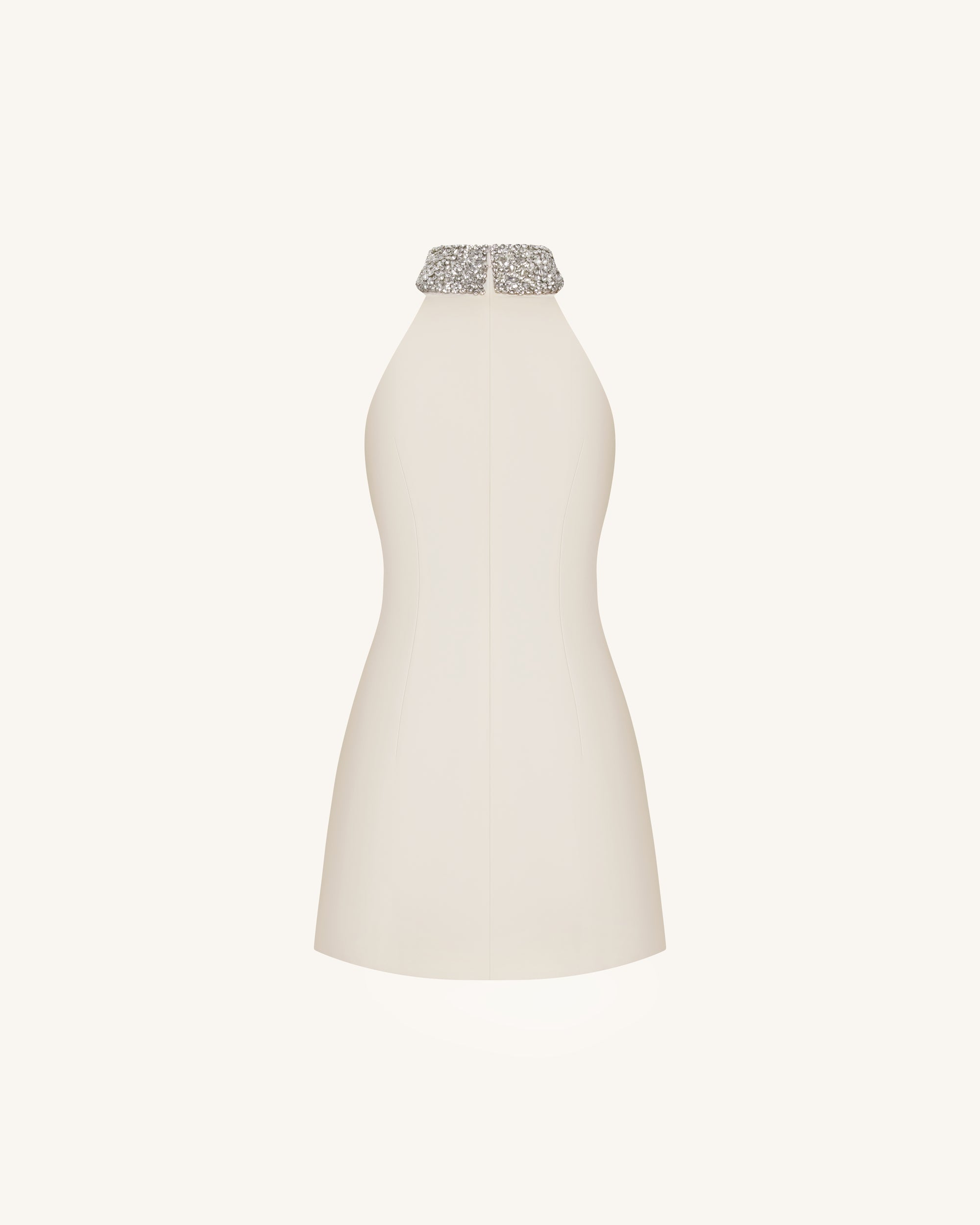 Jeweled Halter Iris Motif Dress - Ivory/Pink