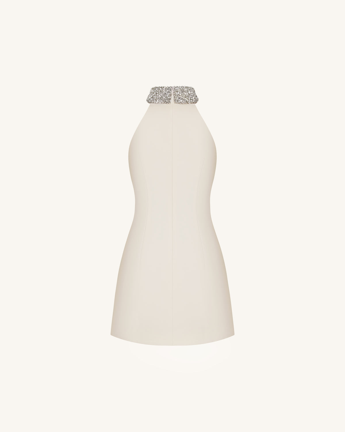 Jeweled Halter Iris Motif Dress - Ivory/Pink