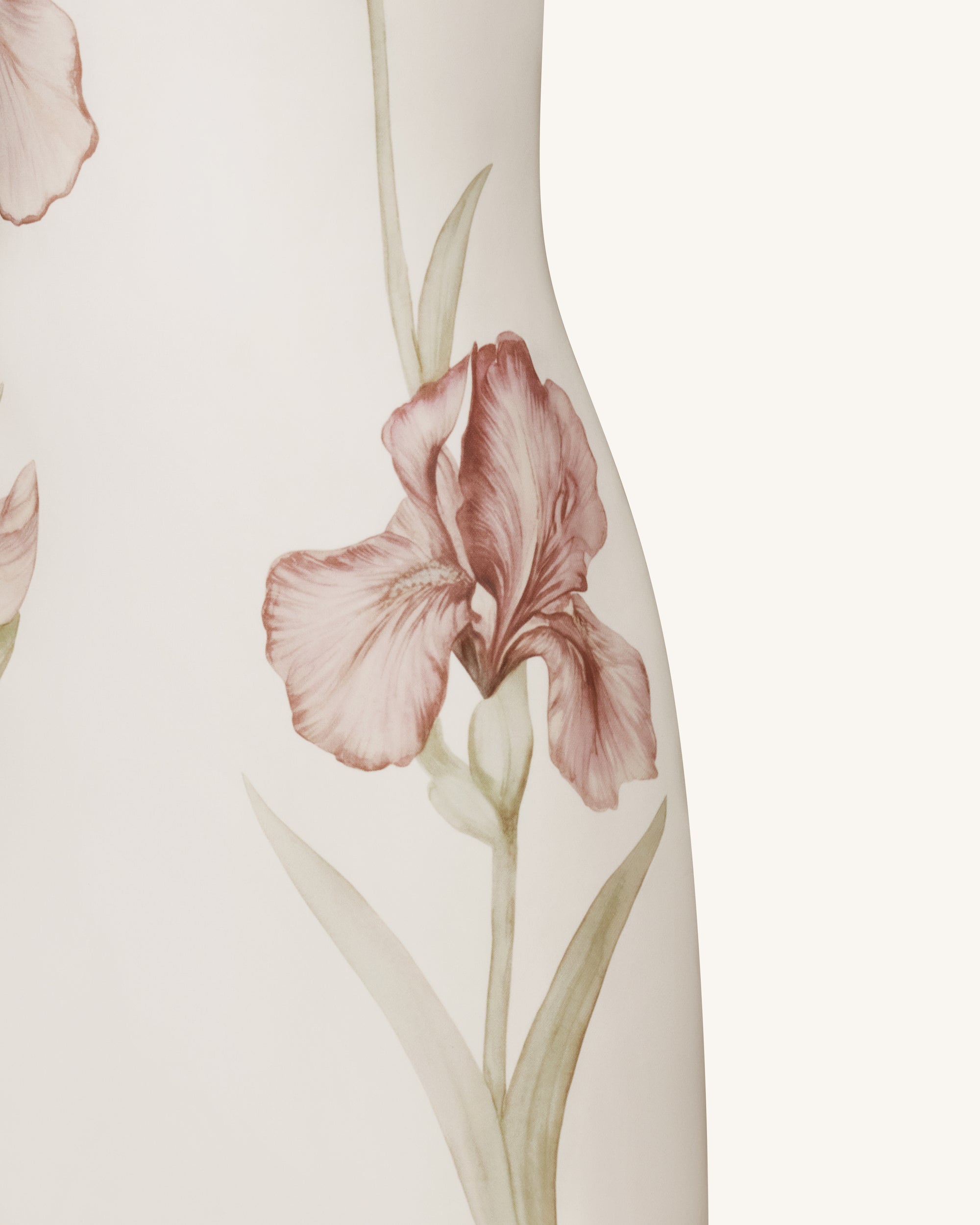 Jeweled Halter Iris Motif Dress - Ivory/Pink