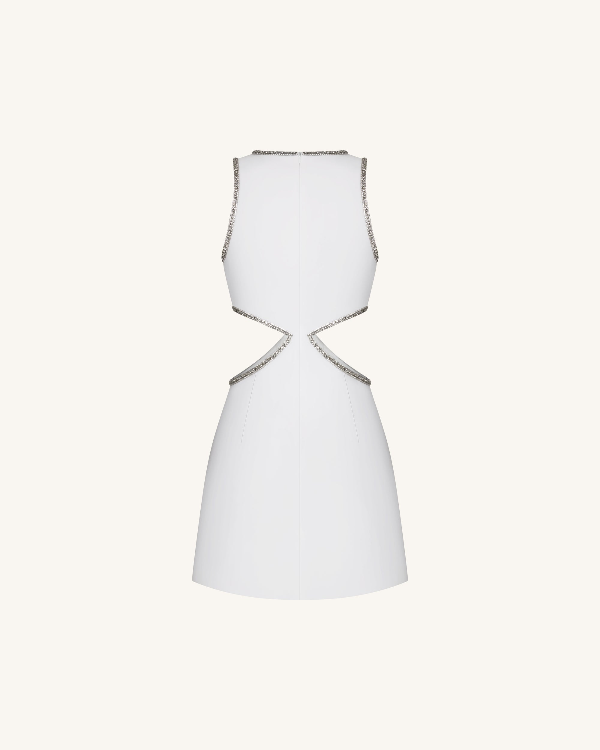 Beaded Trim Floral Mini Dress - White