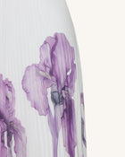 Jeweled-neck Halter Pleated Iris Print Maxi Dress - White/Purple