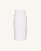 Iris Print High-Waisted Pencil Midi Skirt - White/Purple