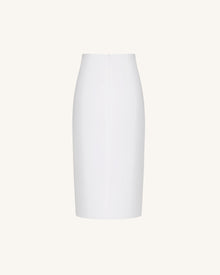 Iris Print High-Waisted Pencil Midi Skirt - White/Purple