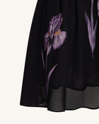 One Shoulder Floral Mesh Dress - Black