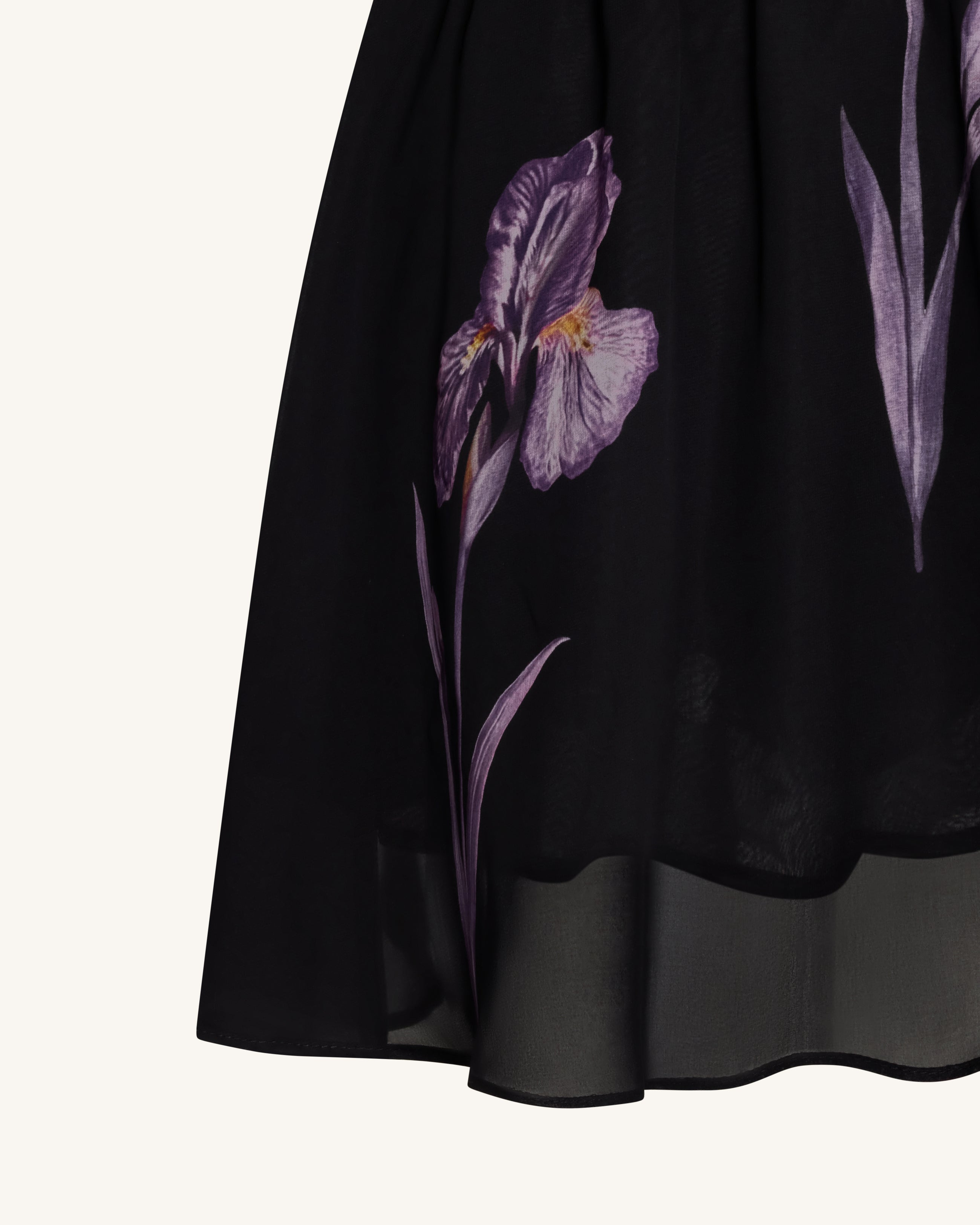 One Shoulder Floral Mesh Dress - Black
