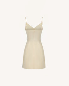 Iris Print Satin Slip Mini Dress - Soft Yellow