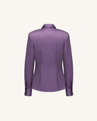Satin Wrap V Neck Long Sleeve Blouse - Dusty Mauve