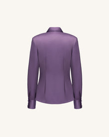 Satin Wrap V Neck Long Sleeve Blouse - Dusty Mauve