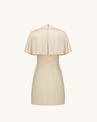 Iris Print Cape Overlay Mini Dress - Soft Yellow