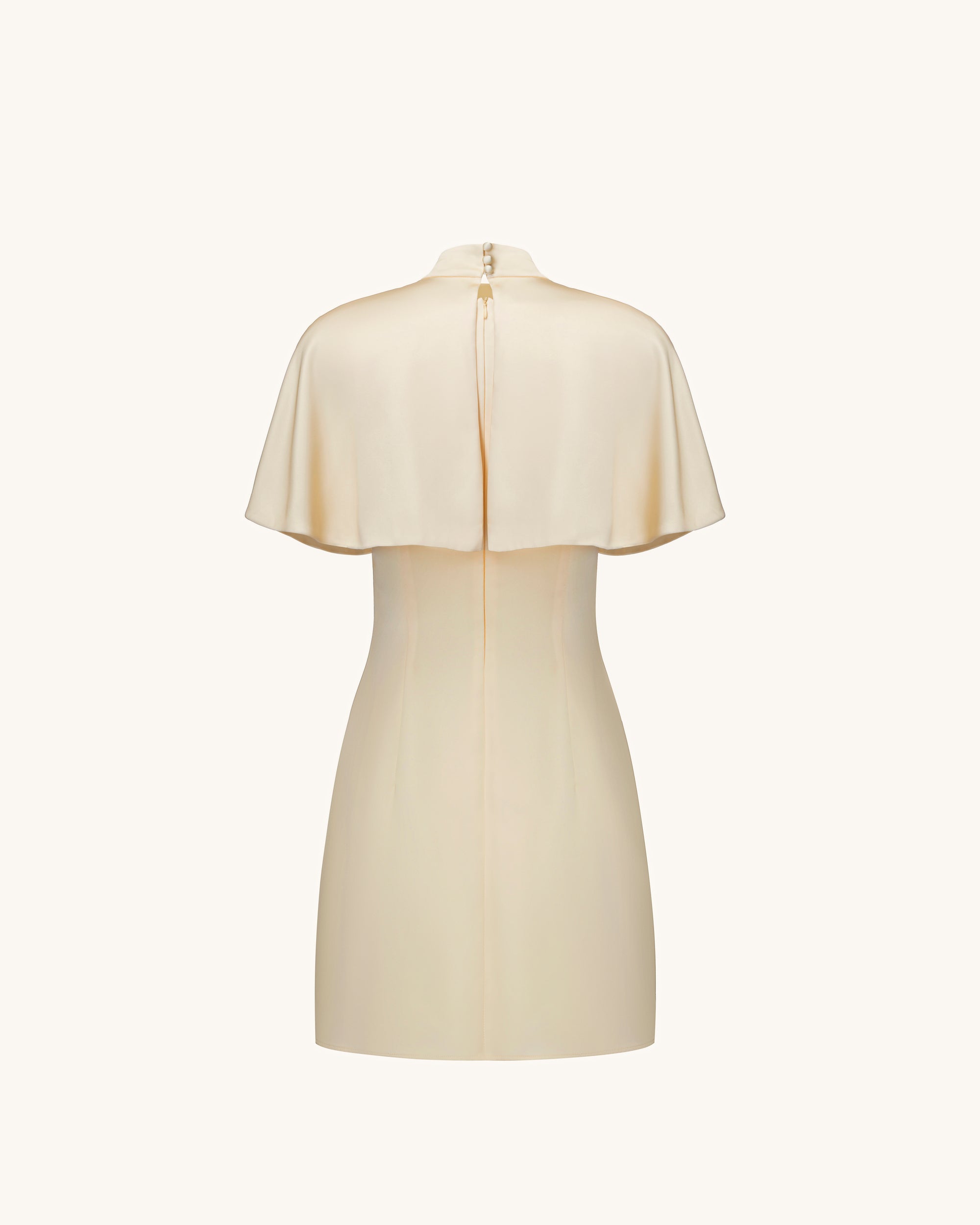 Iris Print Cape Overlay Mini Dress - Soft Yellow