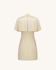 Iris Print Cape Overlay Mini Dress - Soft Yellow