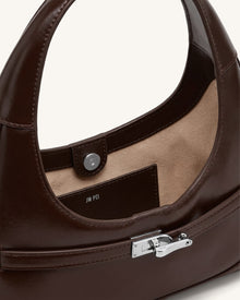 Noelle Belted Shoulder Bag - Dark Brown