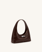 Noelle Belted Shoulder Bag - Dark Brown