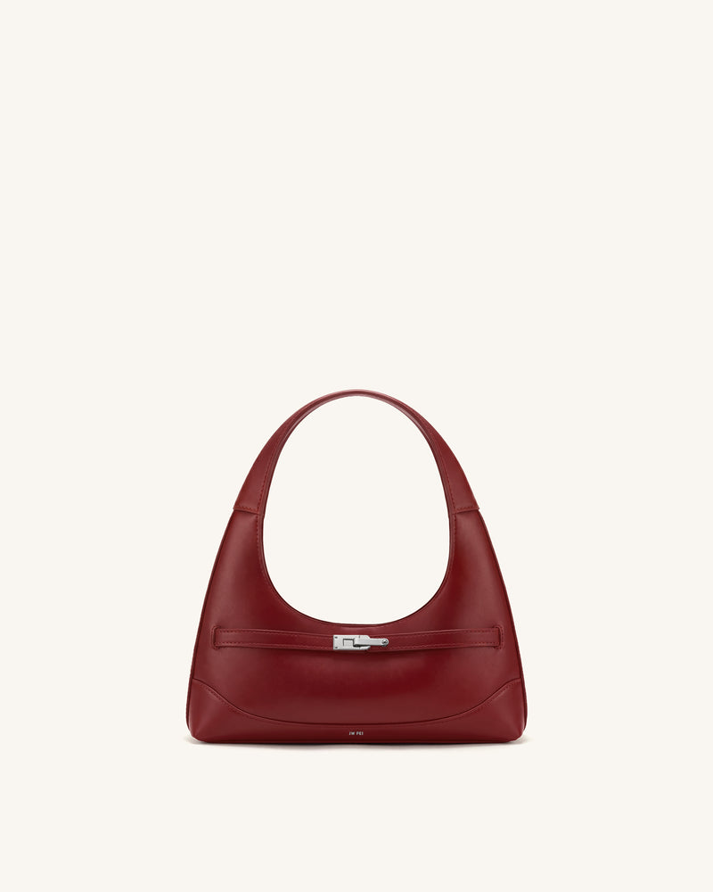 Noelle Belted Shoulder Bag - Deep Burgundy