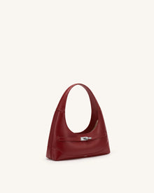 Noelle Belted Shoulder Bag - Deep Burgundy