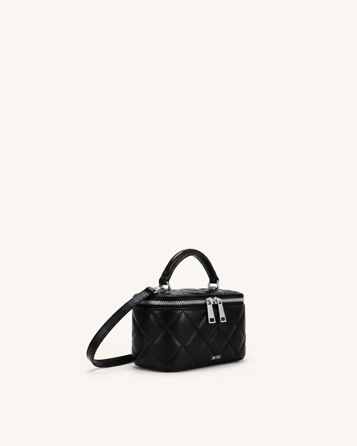 Vivienne Quilted Vanity Top Handle Bag - Black