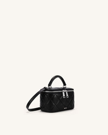 Vivienne Quilted Vanity Top Handle Bag - Black