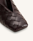 Ellie Woven Square-Toe Mule Heels - Dark Brown
