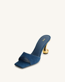 Hannah Denim Mule Heels - Denim Blue