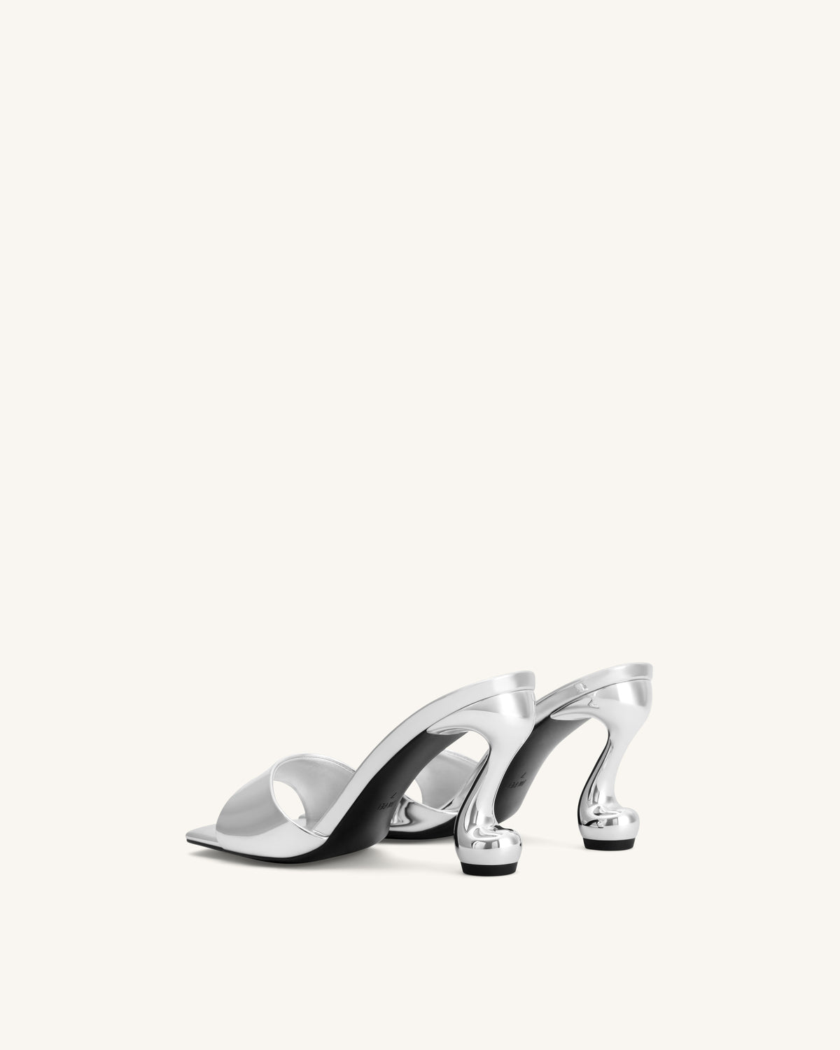 Hannah Metallic Faux Leather Mule Heels - Silver