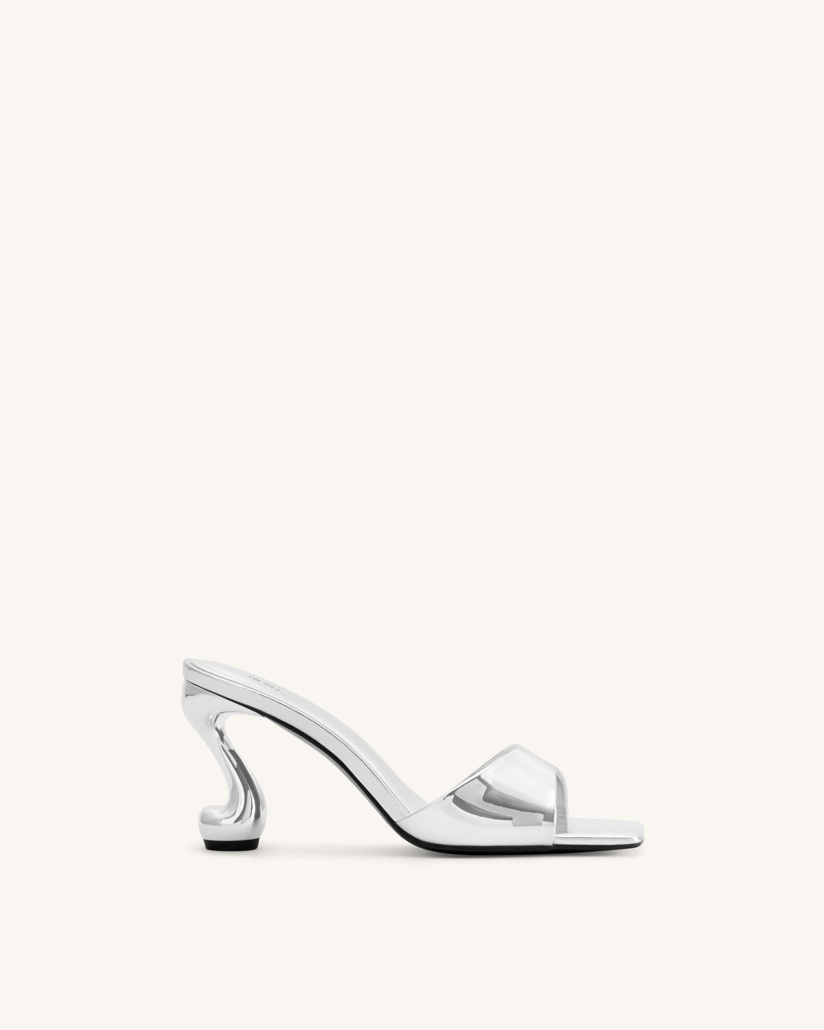Hannah Metallic Faux Leather Mule Heels - Silver