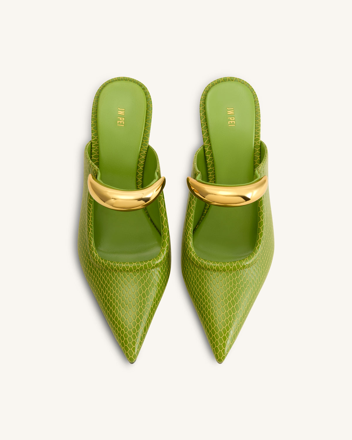 Sofia Metal Accent Sphere Heel Mules - Green