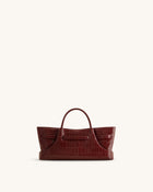 Maeve Dachshund Metal Charm Tote Bag - Burgundy Croc