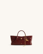 Maeve Dachshund Metal Charm Tote Bag - Burgundy Croc
