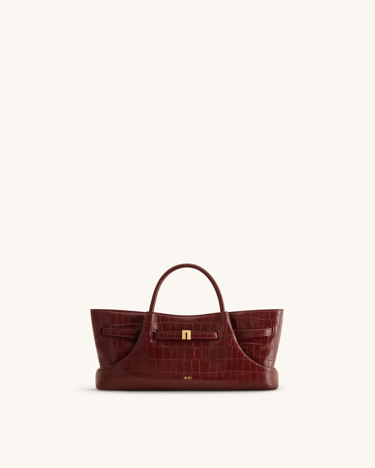 Maeve Dachshund Metal Charm Tote Bag - Burgundy Croc