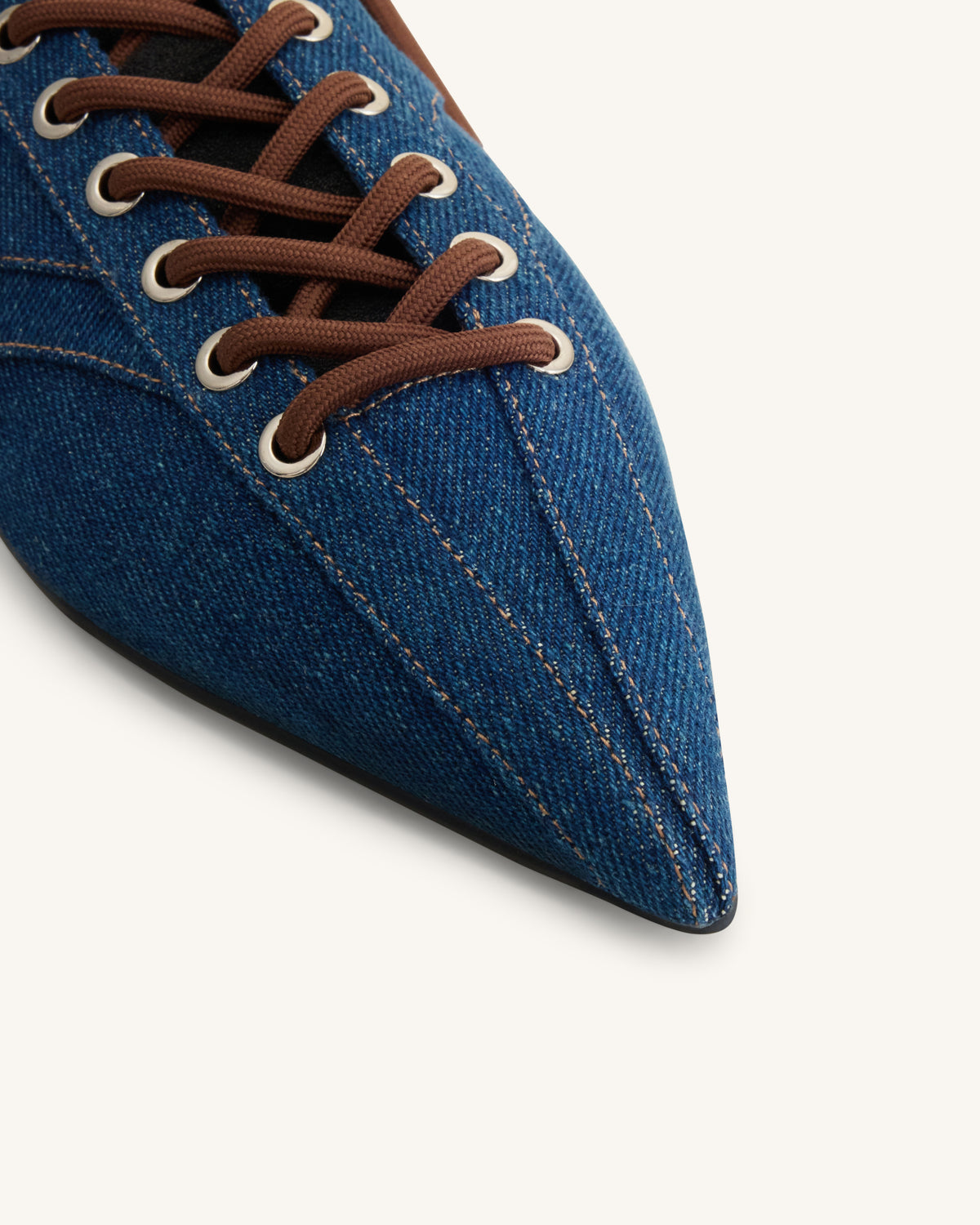 Ava Lace-Up Flats - Denim Blue