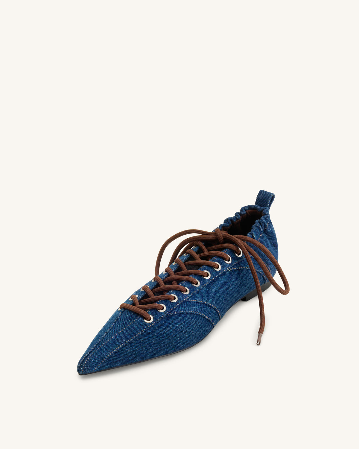 Ava Lace-Up Flats - Denim Blue