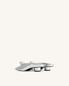 Helena Gold Sphere Pointed Toe Mules - Silver