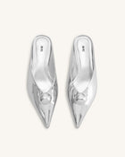 Helena Gold Sphere Pointed Toe Mules - Silver