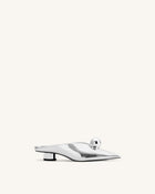 Helena Gold Sphere Pointed Toe Mules - Silver