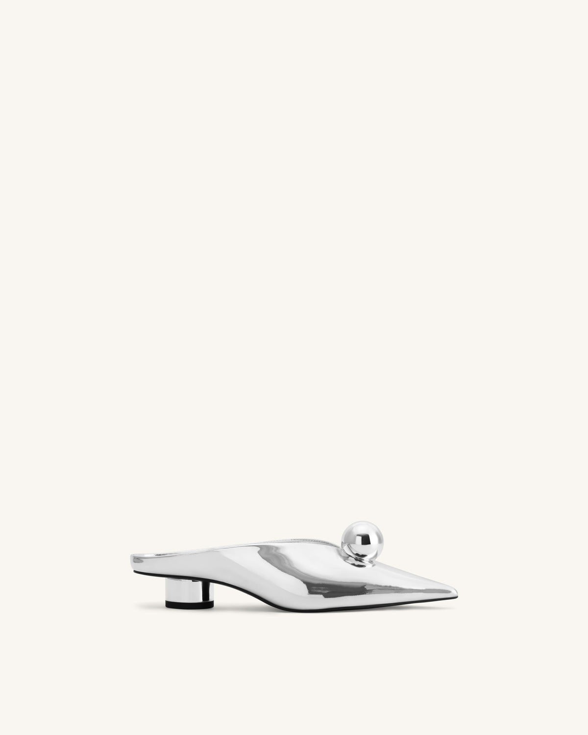 Helena Gold Sphere Pointed Toe Mules - Silver