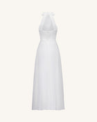Pleated Cross Halter Maxi Dress - Ivory