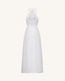 Pleated Cross Halter Maxi Dress - Ivory