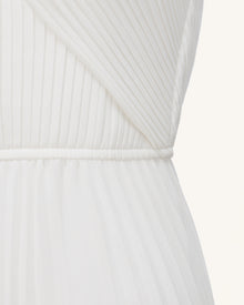 Pleated Cross Halter Maxi Dress - Ivory