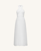 Pleated Cross Halter Maxi Dress - Ivory