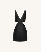 Iris Floral Cutout Bodycon Leather Mini Dress - Black