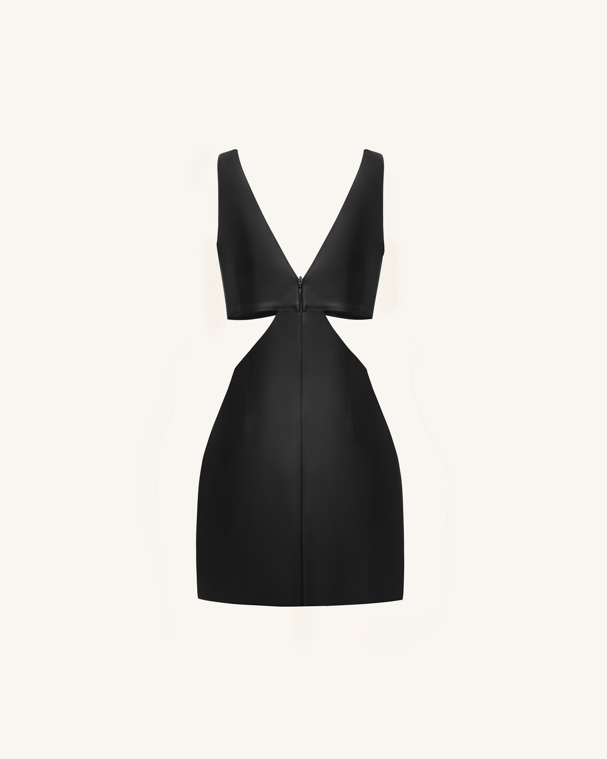 Iris Floral Cutout Bodycon Leather Mini Dress - Black