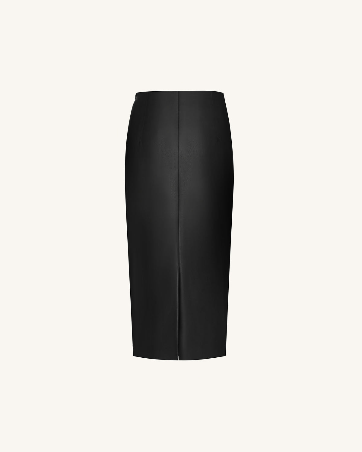 Iris Floral-Print High Waist Pencil Leather Midi Skirt - Black