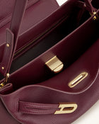 Rhea Pebbled Double Buckle Shoulder Bag - Dark Burgundy