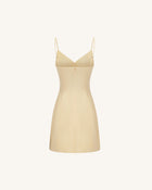 Iris Print Satin Slip Mini Dress - Soft Yellow