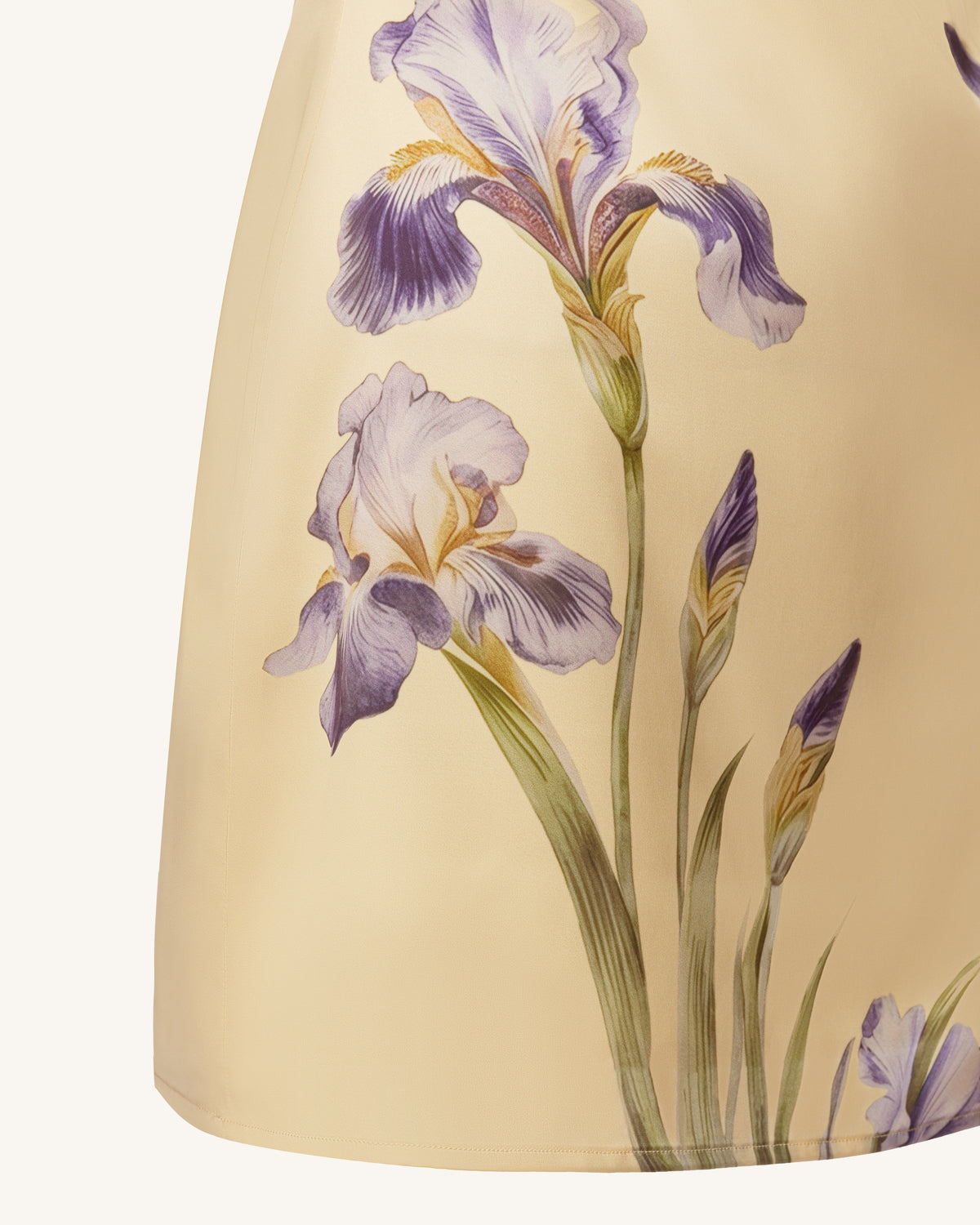 Iris Print Satin Slip Mini Dress - Soft Yellow
