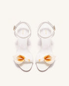 Alivia Calla Lily Gold Metal Heel Sandals - White